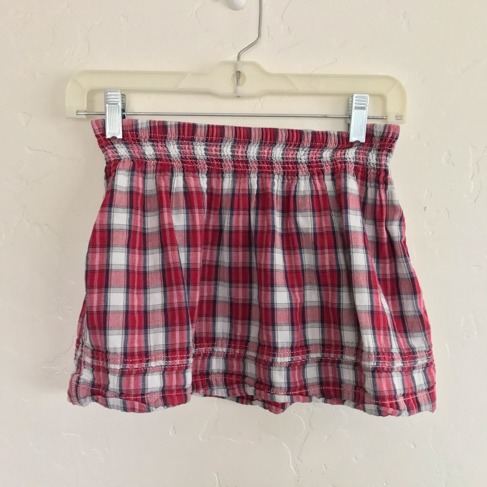 L.O.G.G. Girls Red & Blue Plaid Smocked Skirt 7/8